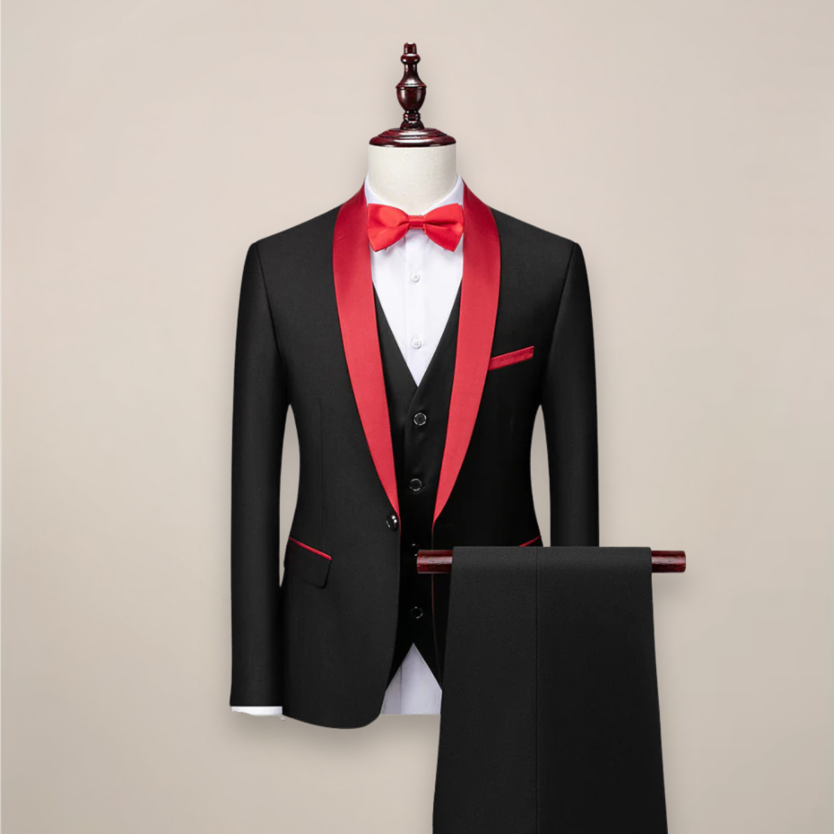 Shawl Lapel Three Piece Tuxedo Suit with Vest and Pants for Men | Wedding Gala