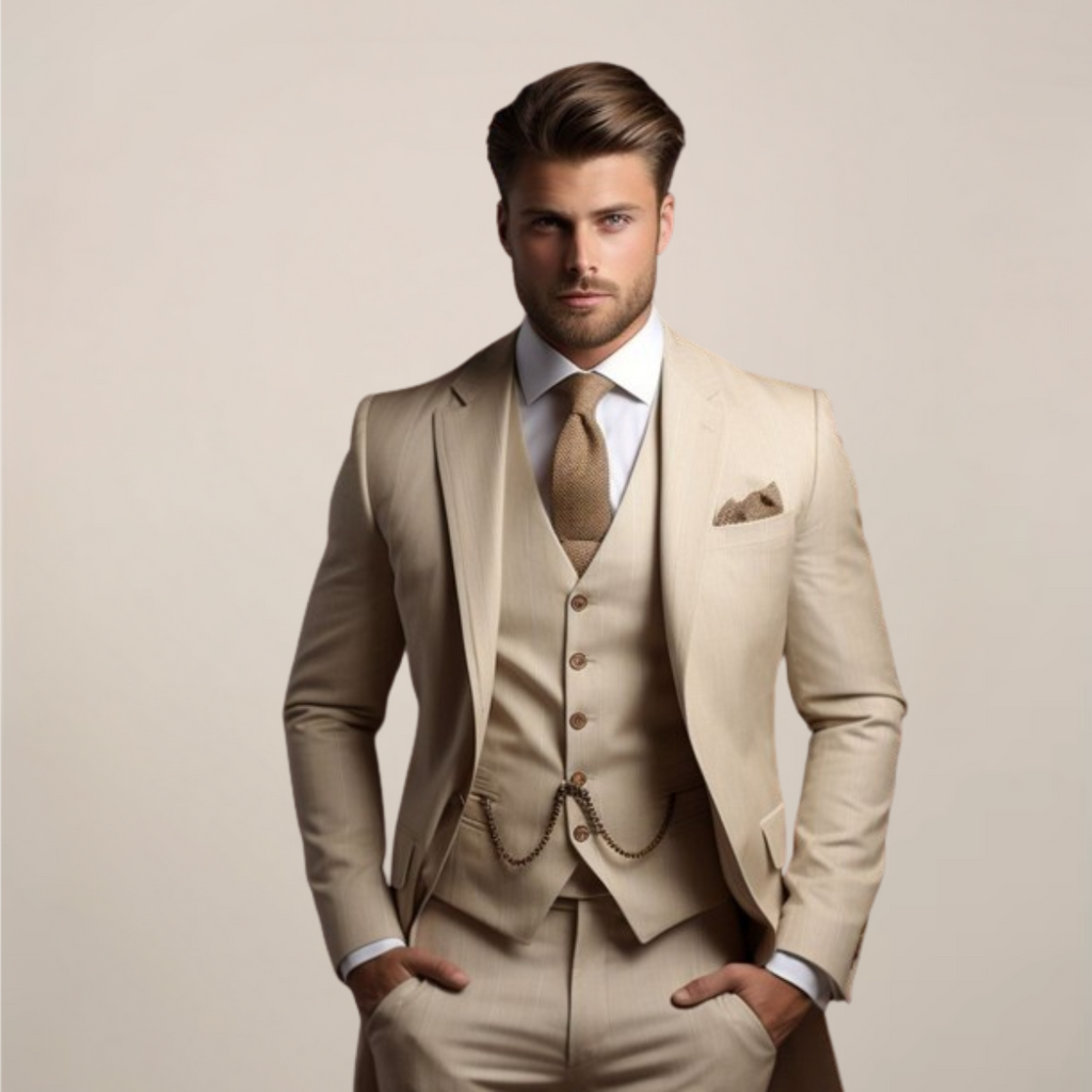 Breathable Three-Piece Tailored Wedding Suit for Men | Spring Formalwear