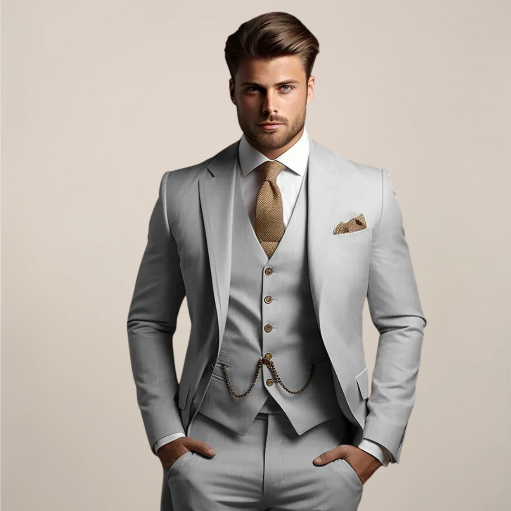 Breathable Three-Piece Tailored Wedding Suit for Men | Spring Formalwear