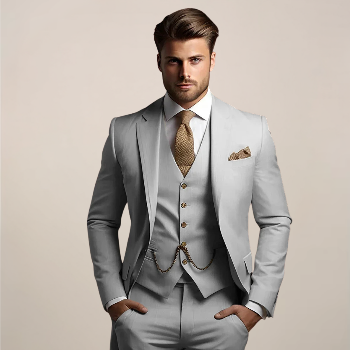 Breathable Three-Piece Tailored Wedding Suit for Men | Spring Formalwear