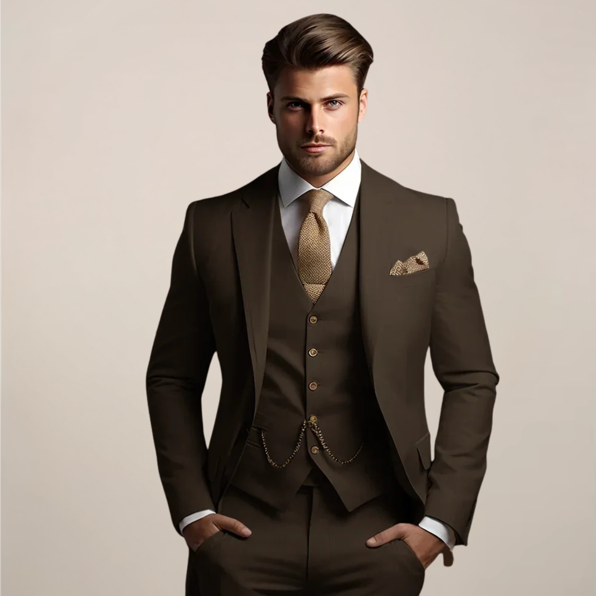 Breathable Three-Piece Tailored Wedding Suit for Men | Spring Formalwear