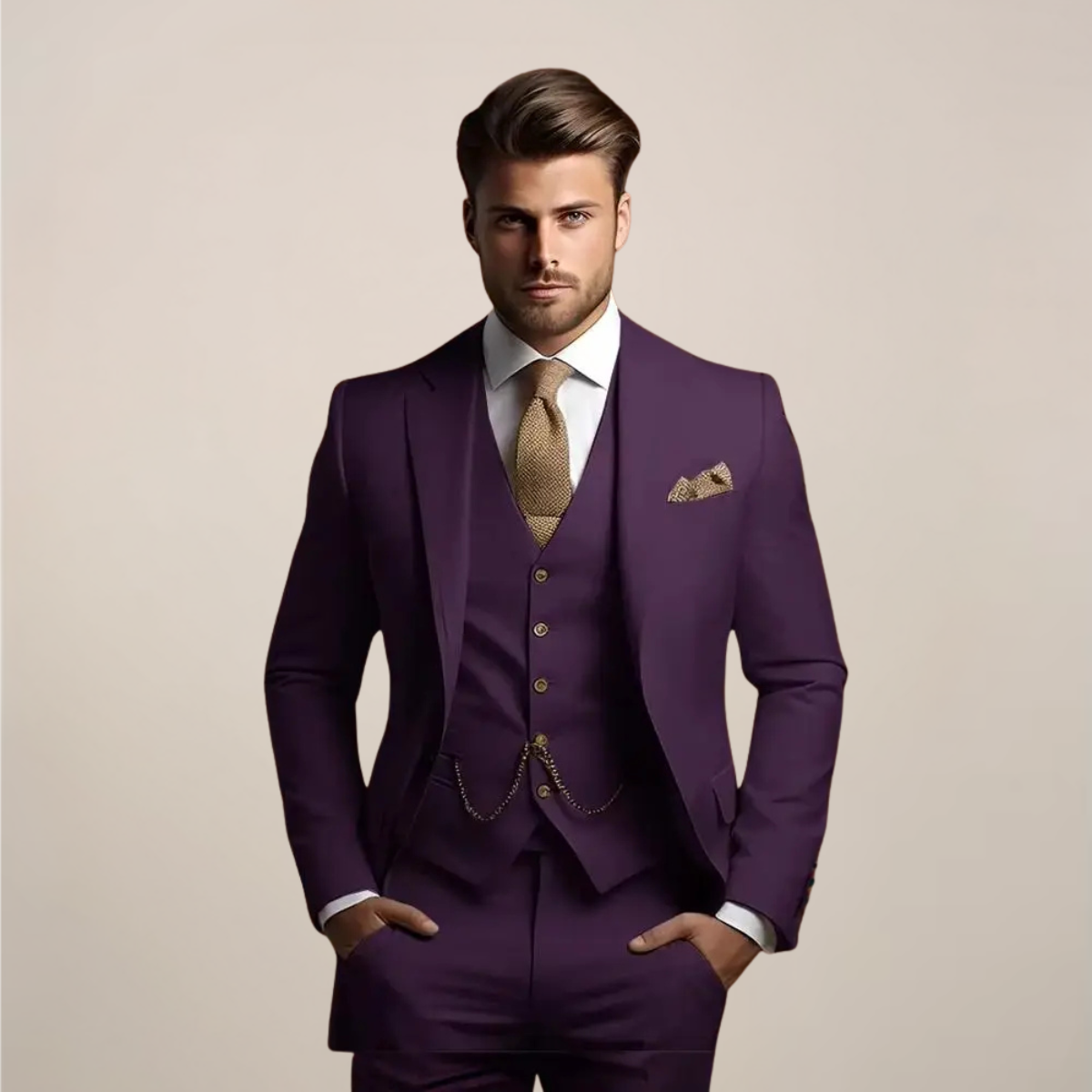 Breathable Three-Piece Tailored Wedding Suit for Men | Spring Formalwear
