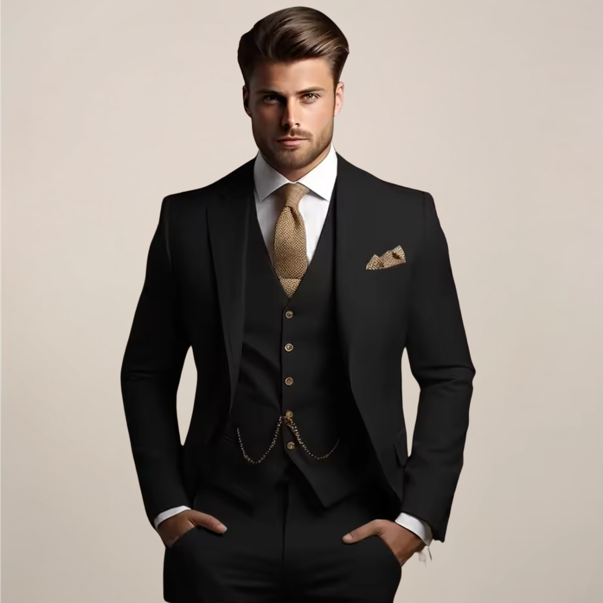 Breathable Three-Piece Tailored Wedding Suit for Men | Spring Formalwear