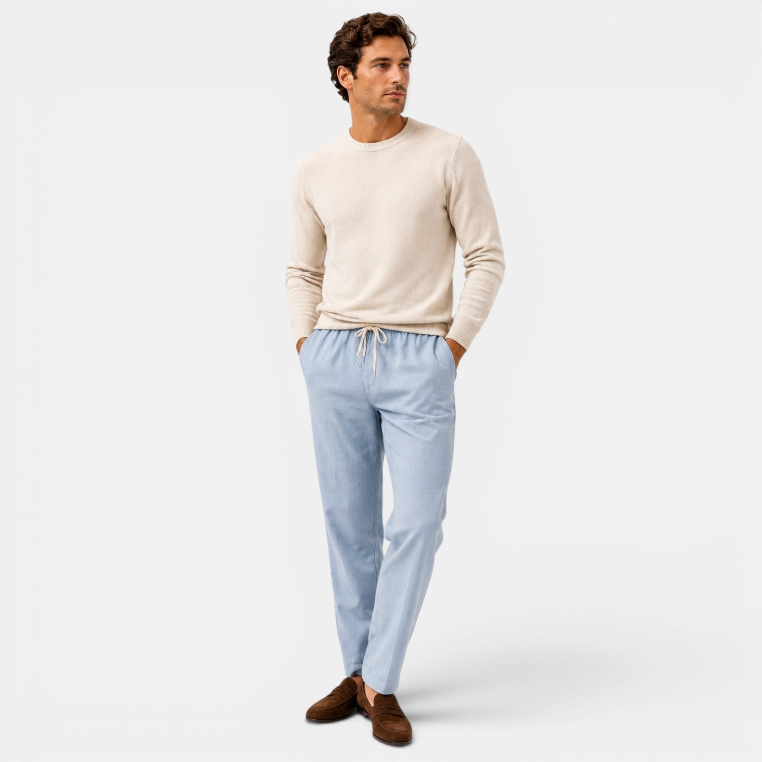 Cotton Relaxed Fit Drawstring Trousers for Men