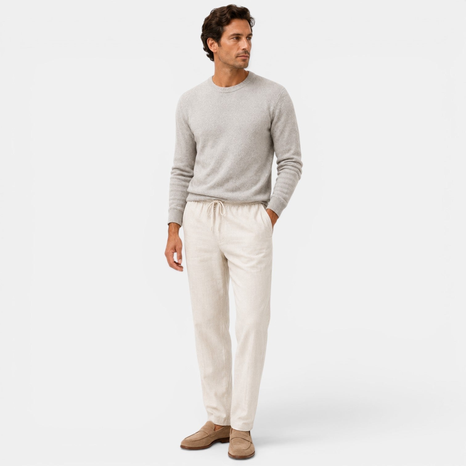 Cotton Relaxed Fit Drawstring Trousers for Men