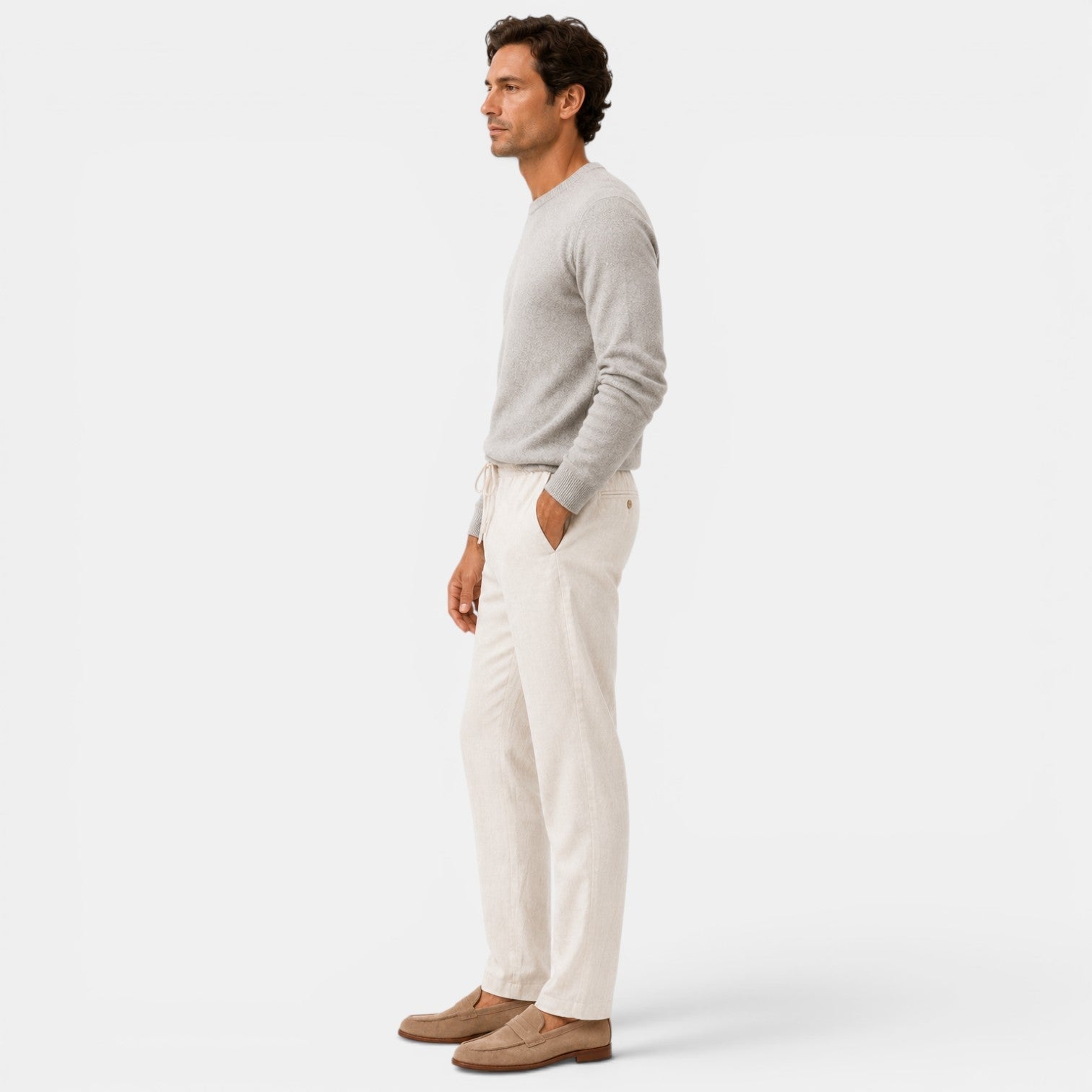 Cotton Relaxed Fit Drawstring Trousers for Men