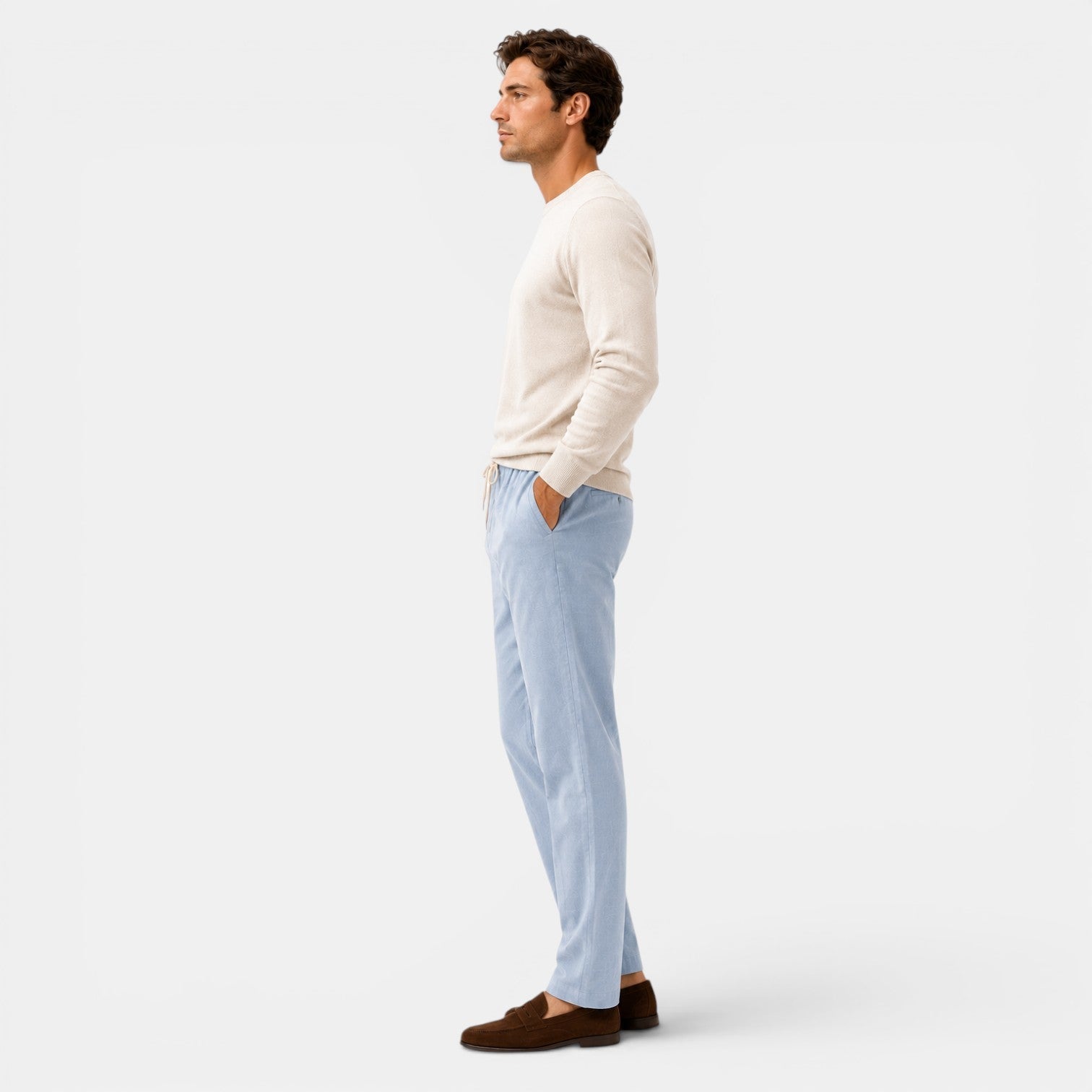 Cotton Relaxed Fit Drawstring Trousers for Men