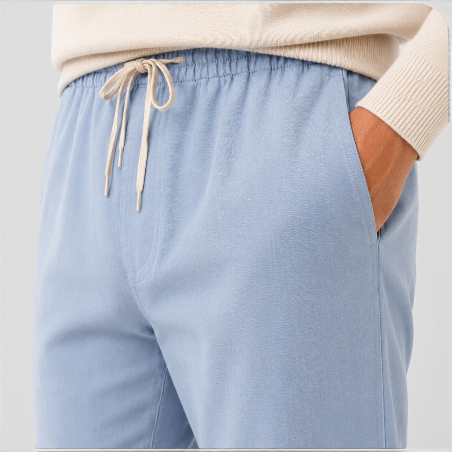 Cotton Relaxed Fit Drawstring Trousers for Men