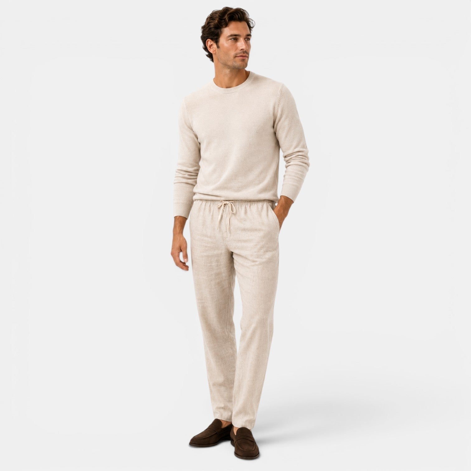 Cotton Relaxed Fit Drawstring Trousers for Men