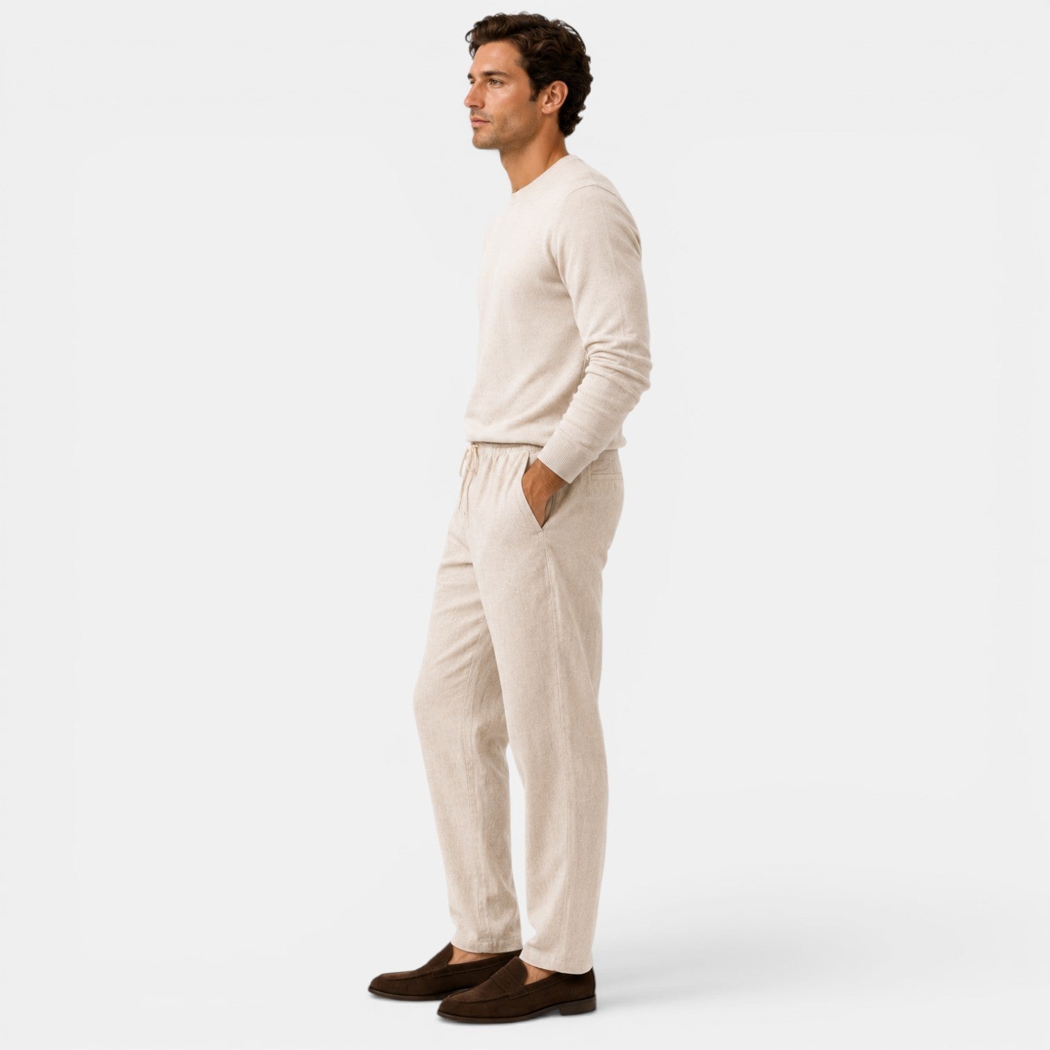 Cotton Relaxed Fit Drawstring Trousers for Men