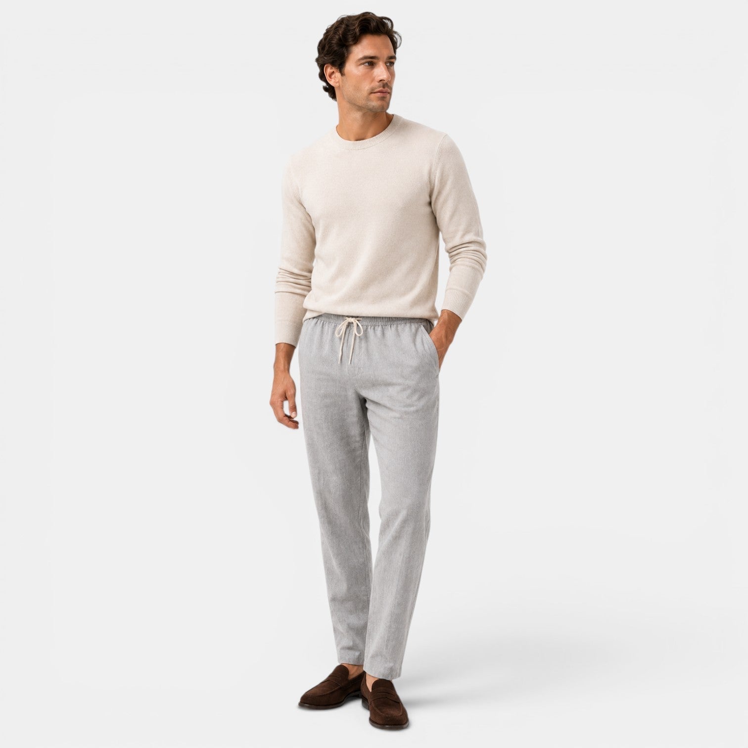 Cotton Relaxed Fit Drawstring Trousers for Men
