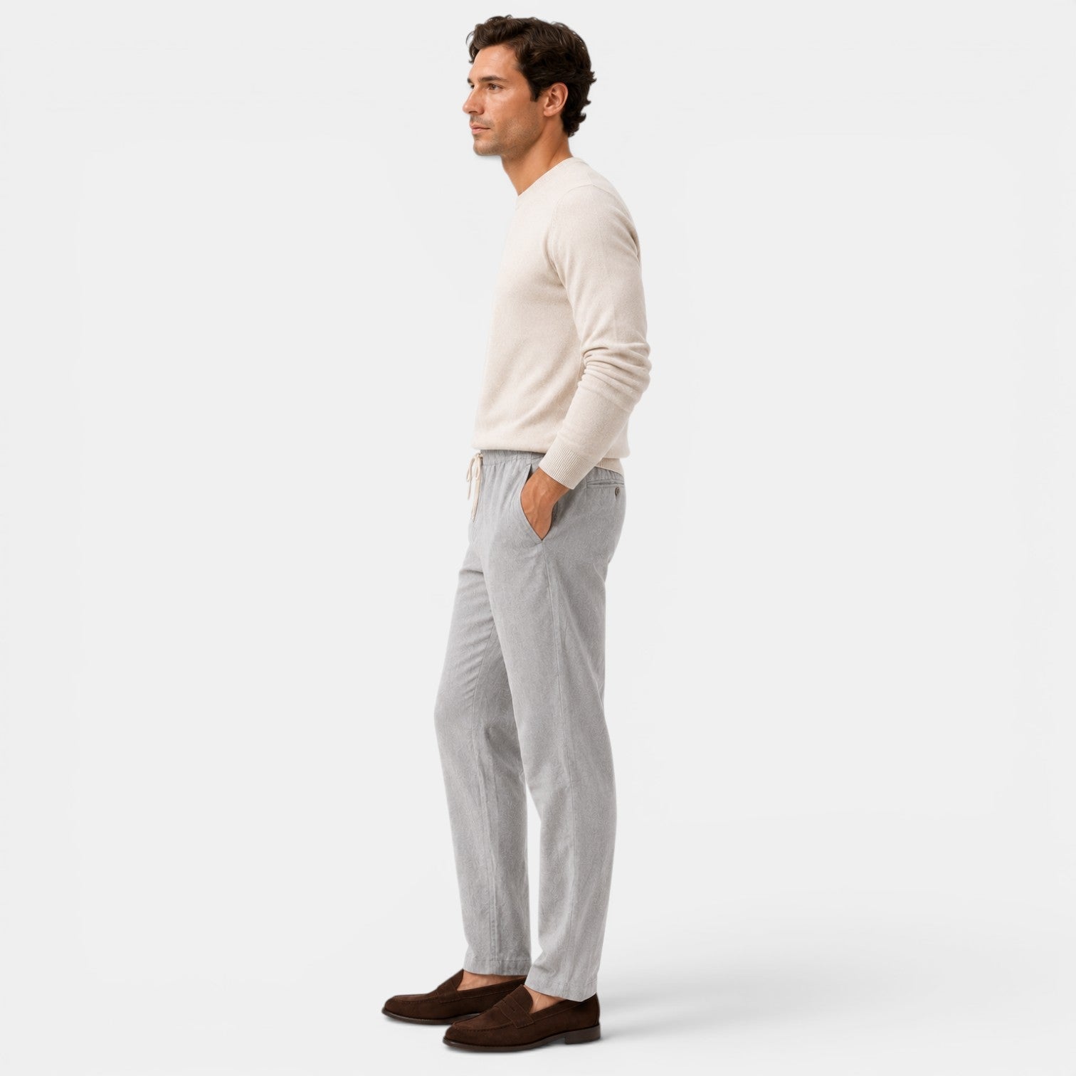 Cotton Relaxed Fit Drawstring Trousers for Men