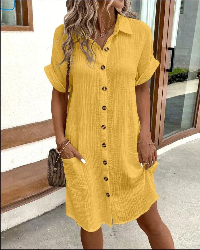 Cotton Button-Down Shirt Dress for Women | Summer