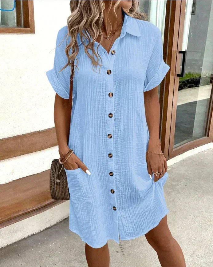 Cotton Button-Down Shirt Dress for Women | Summer