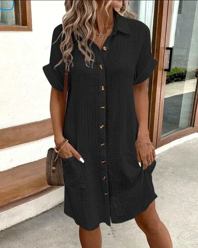 Cotton Button-Down Shirt Dress for Women | Summer