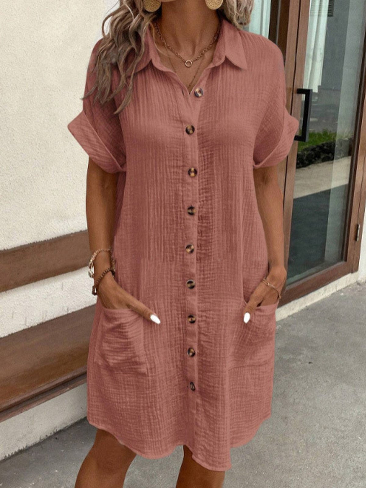 Cotton Button-Down Shirt Dress for Women | Summer