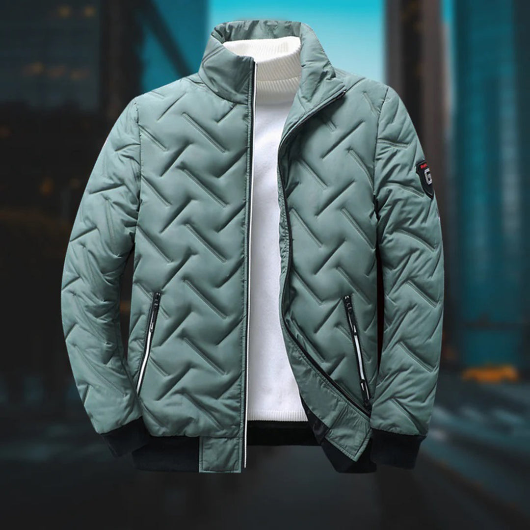 Black Quilted Padded Zip Up Winter Jacket for Men | Cold Weather Outerwear