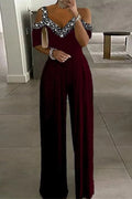Rhinestone Detail High Waist Jumpsuit for Women