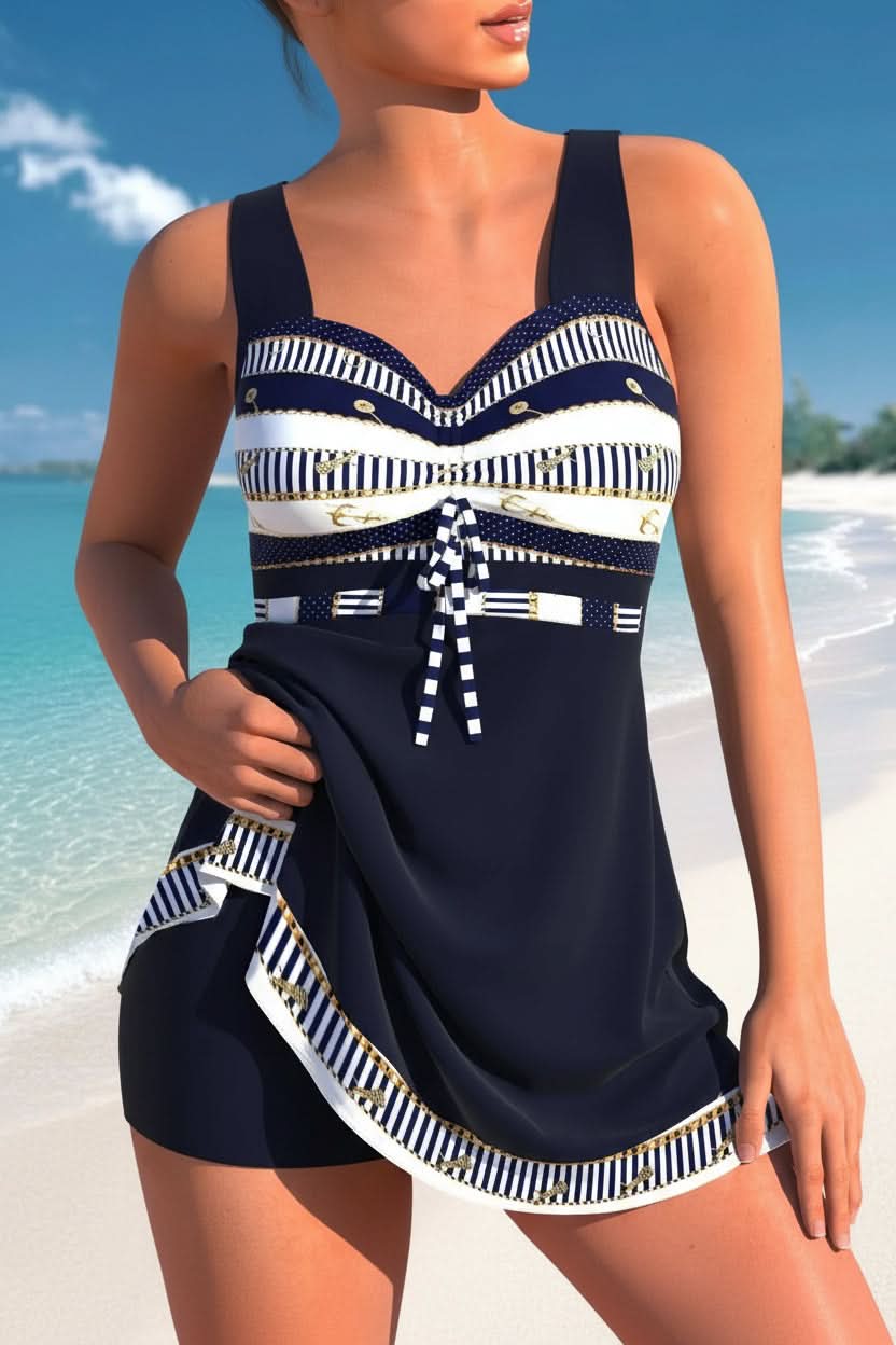 Navy Blue Sweetheart Neckline Swim Dress for Women | Beach & Resort