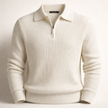 Polyester Ribbed Quarter-Zip Jumper for Men | Winter Casual Wear