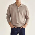 Polycotton Knit Long Sleeve Polo Shirt for Men | Casual and Formal Wear