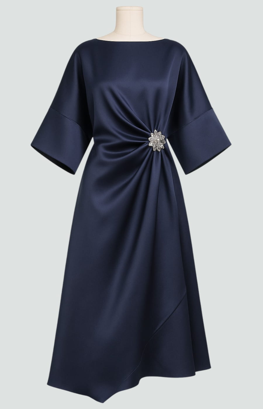 Draped Boat Neck Cape Sleeve Maxi Dress for Women | Formal Evening Gown