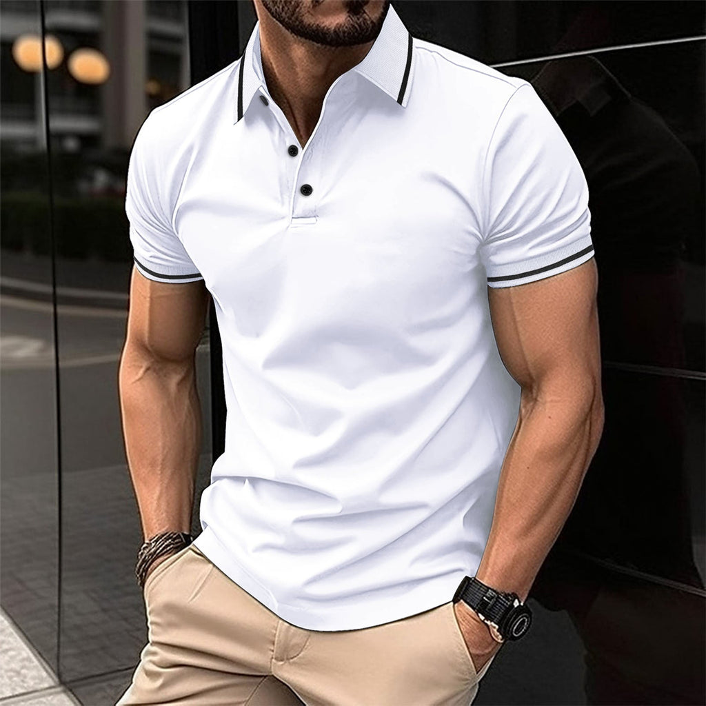 Slim Fit Polo Shirt for Men | Classic Collar with Contrast Buttons