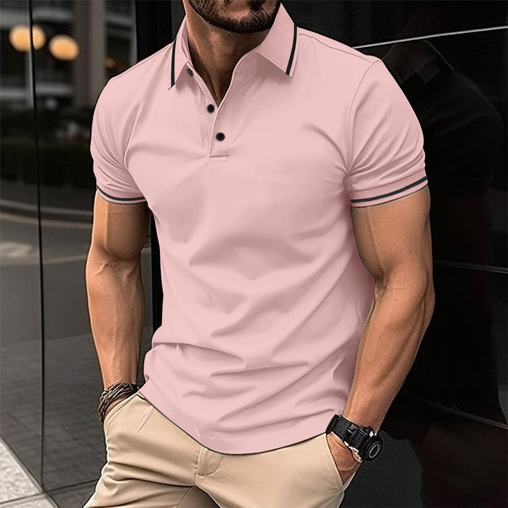 Slim Fit Polo Shirt for Men | Classic Collar with Contrast Buttons