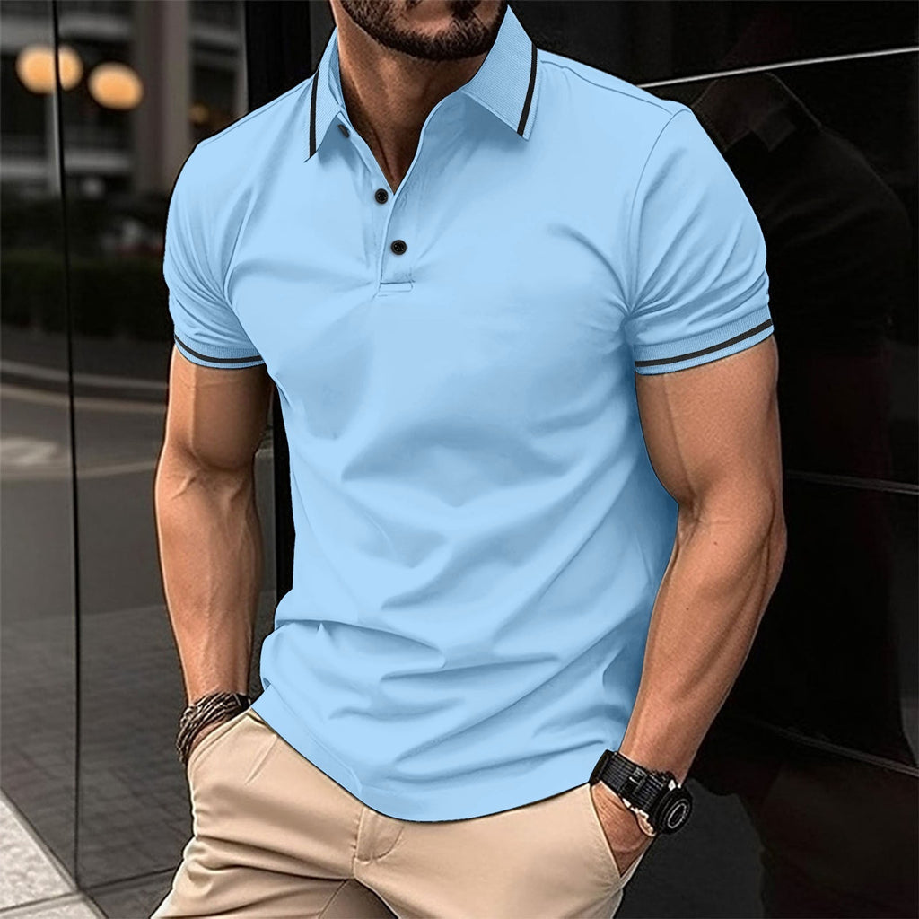 Slim Fit Polo Shirt for Men | Classic Collar with Contrast Buttons
