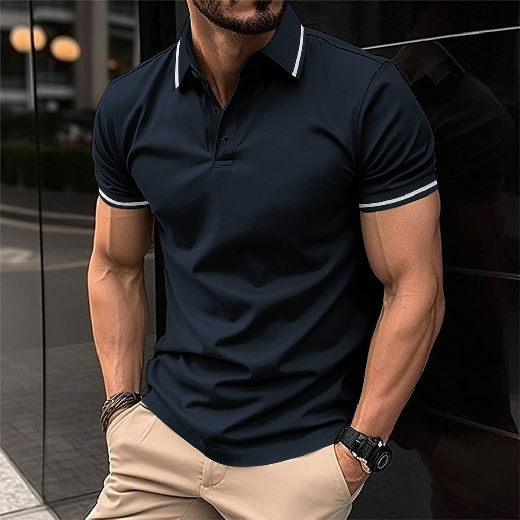 Slim Fit Polo Shirt for Men | Classic Collar with Contrast Buttons
