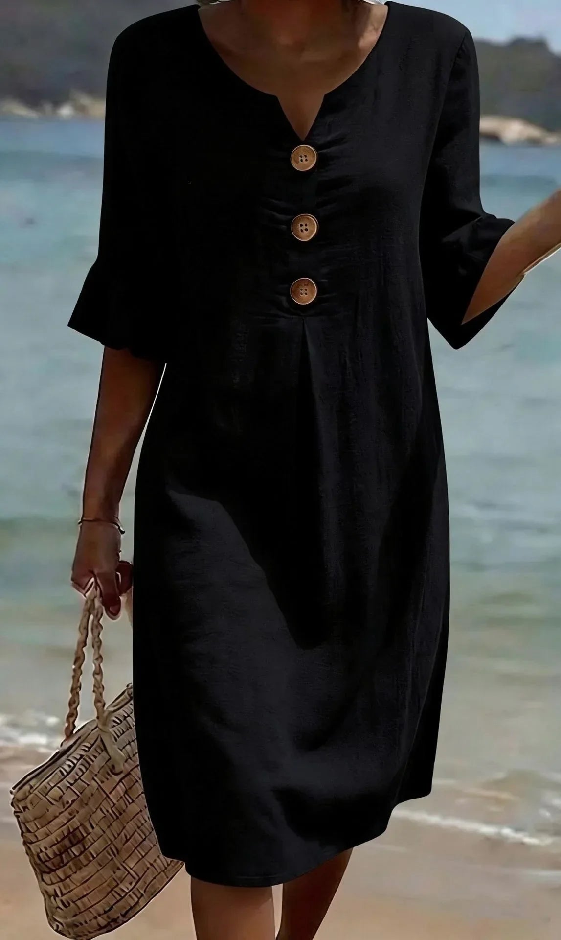 Yellow V-Neck Midi Dress for Women | Summer Casual Occasion