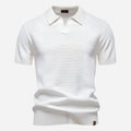 Cotton Knit V-Neck Polo Shirt for Men | Short Sleeve Regular Fit