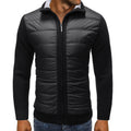 Quilted Hybrid Knit Sleeve Jacket with Stand Collar and Full Zip for Men