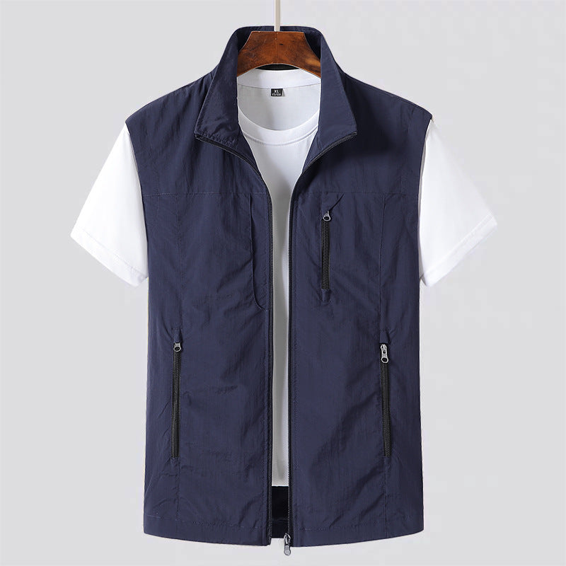 Lightweight Zip Front Utility Vest for Men | Sleeveless Layering Piece