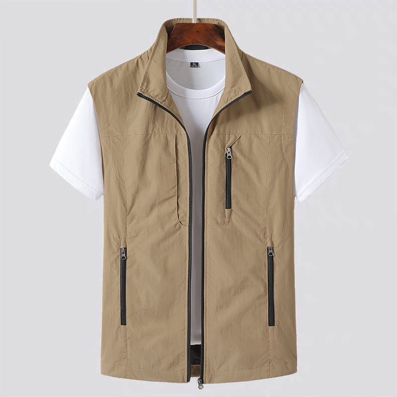 Lightweight Zip Front Utility Vest for Men | Sleeveless Layering Piece