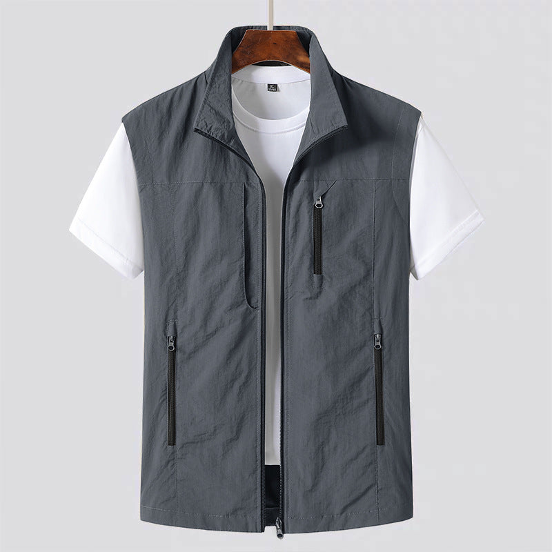 Lightweight Zip Front Utility Vest for Men | Sleeveless Layering Piece