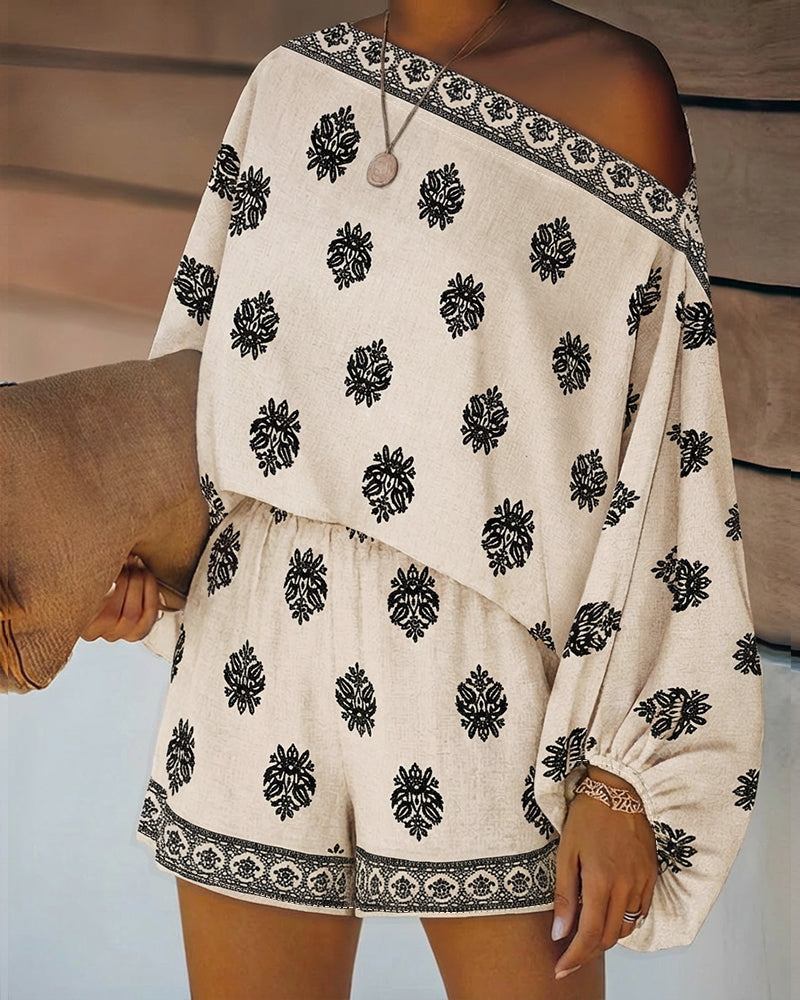 Viscose Lantern Sleeve Off-Shoulder Co-ord Set for Women | Summer