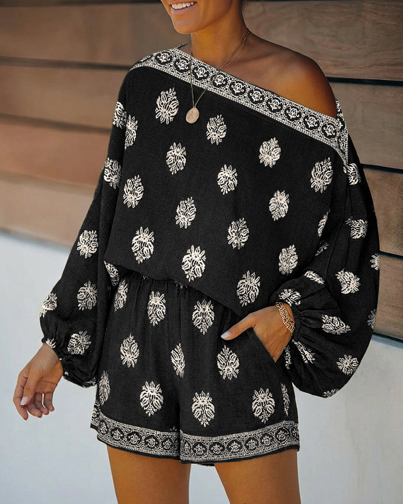 Viscose Lantern Sleeve Off-Shoulder Co-ord Set for Women | Summer