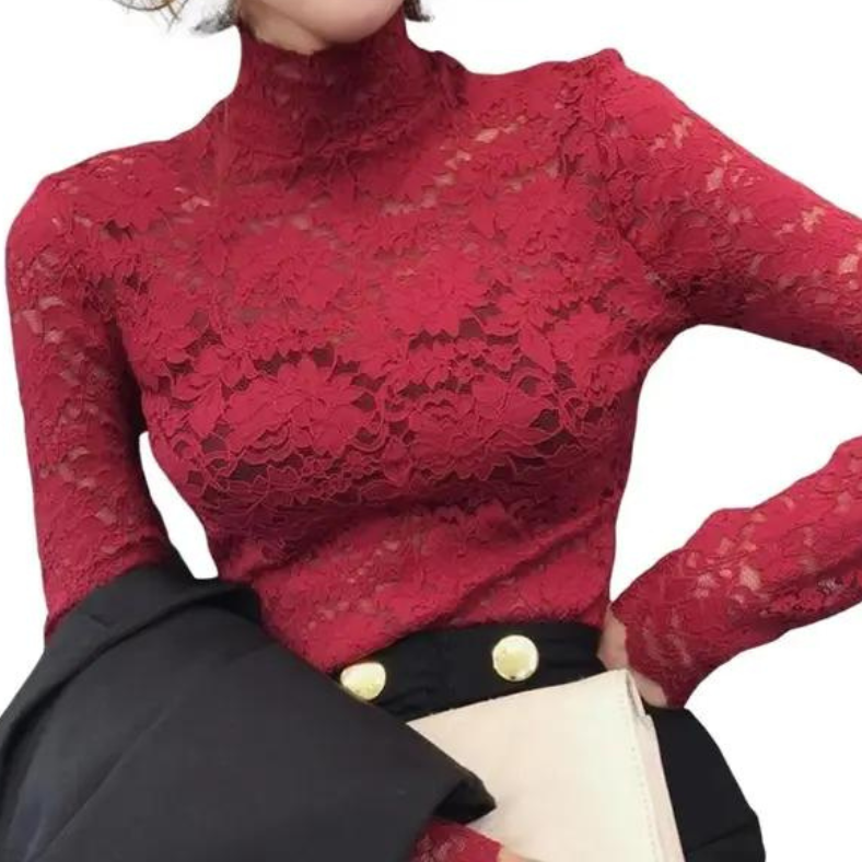 Lace™ Turtleneck | Elegant and Refined | With Floral Pattern