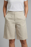 High Waisted Tailored Relaxed Fit Shorts with Side Pockets for Women