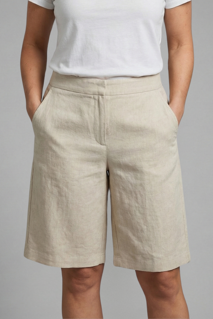 High Waisted Tailored Relaxed Fit Shorts with Side Pockets for Women