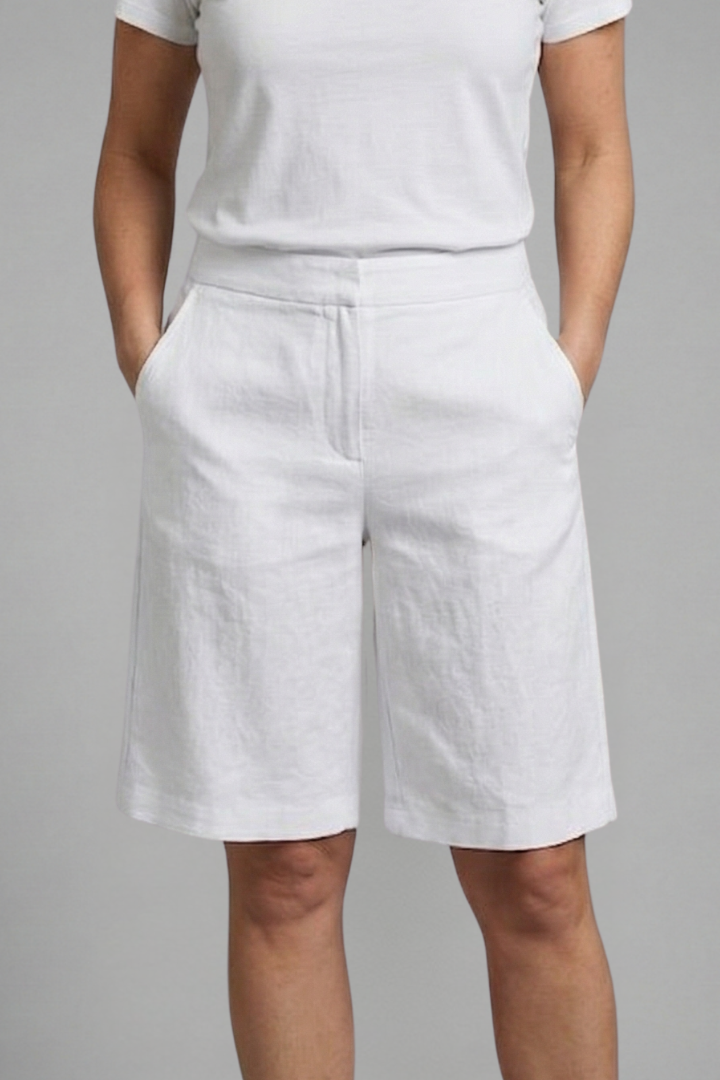 High Waisted Tailored Relaxed Fit Shorts with Side Pockets for Women