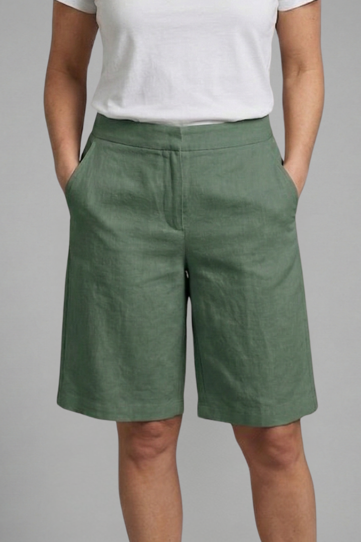 High Waisted Tailored Relaxed Fit Shorts with Side Pockets for Women