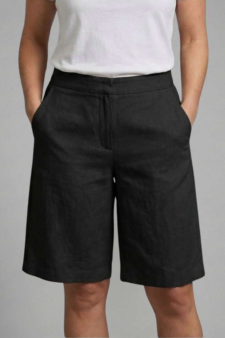 High Waisted Tailored Relaxed Fit Shorts with Side Pockets for Women