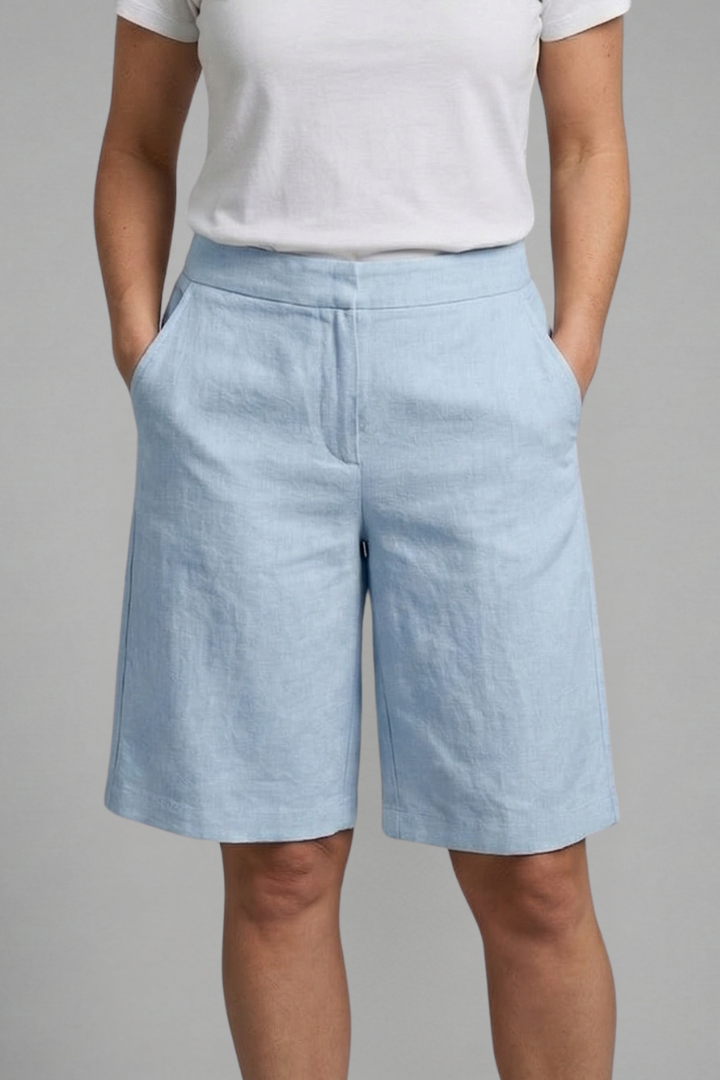 High Waisted Tailored Relaxed Fit Shorts with Side Pockets for Women