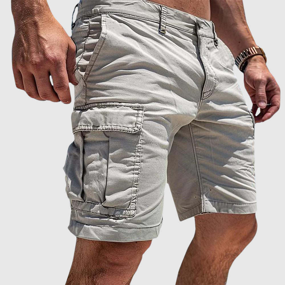 Washed Cotton Cargo Shorts for Men Knee Length Relaxed Fit