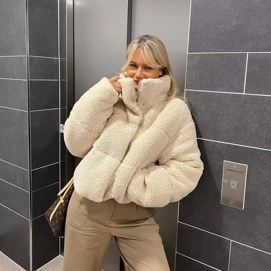 Women's Coat | Oversized Winter Teddy Coat with Long Sleeves