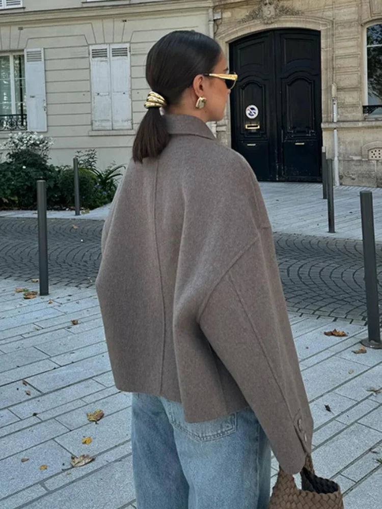 Women's Coat | Loose Fit Button-Up for Fall and Winter