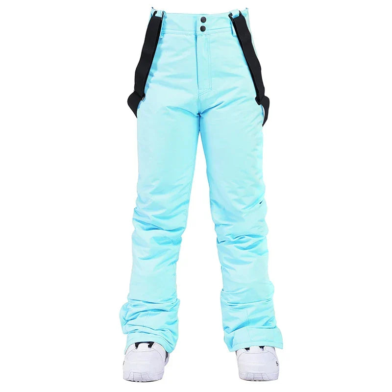 Wide Leg Straight Winter Pants with Adjustable Suspenders for Women | Outdoor