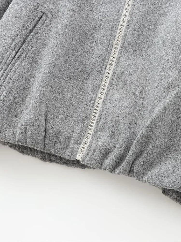 Women's bomber jacket | Loose fit zip long sleeves waist